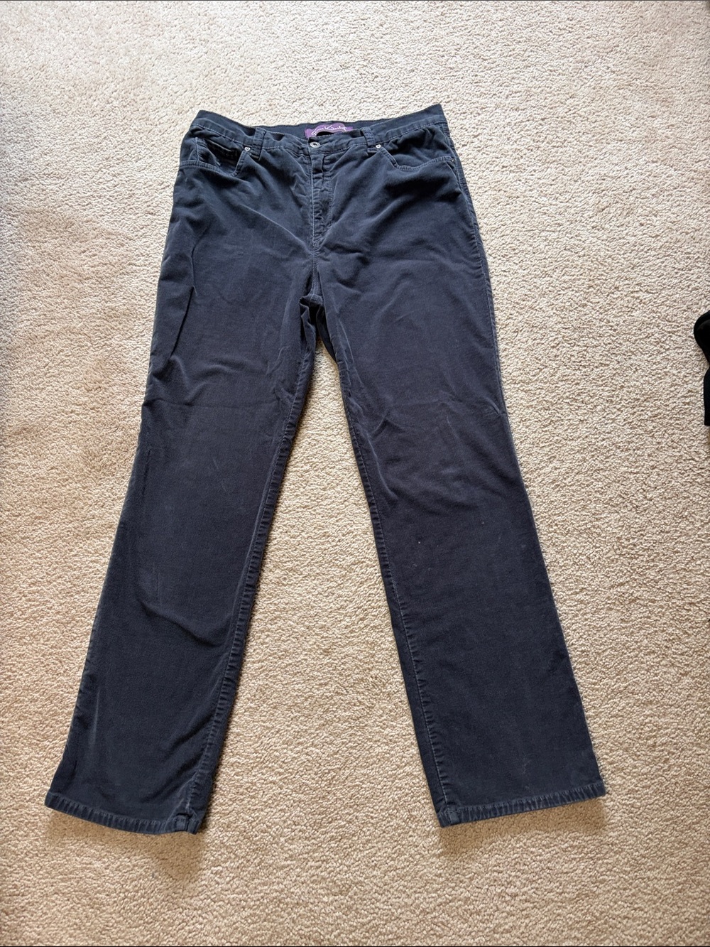 Gloria Vanderbilt Charcoal Gray Corduroy Pants with Purple Label
